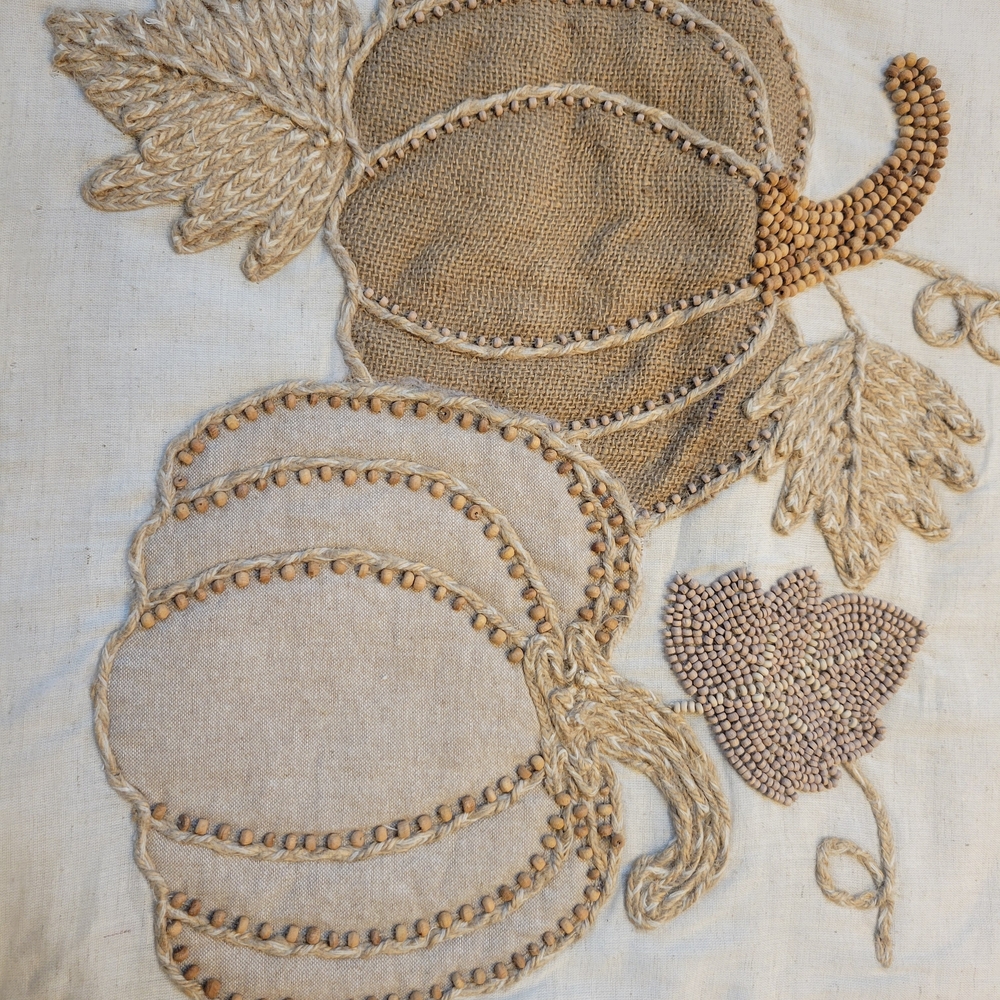 Rustic Pumpkin Embroidered Textile Art